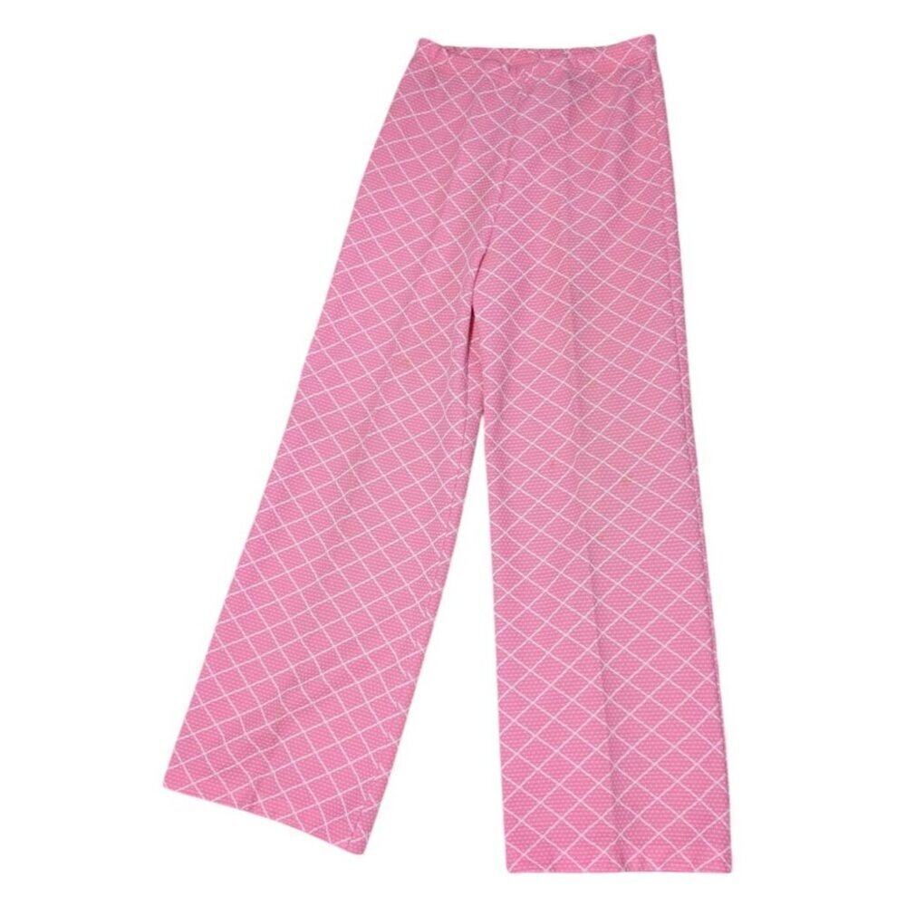 Vintage Dutchman Pleated Pants Pink Diamond Print Women's Size S